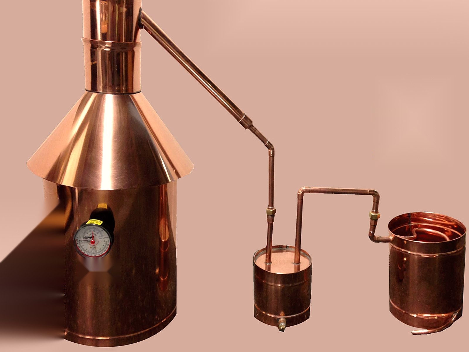 10 Gallon Copper Moonshine Still Kit - Thumper, Worm & Temperature Gauge