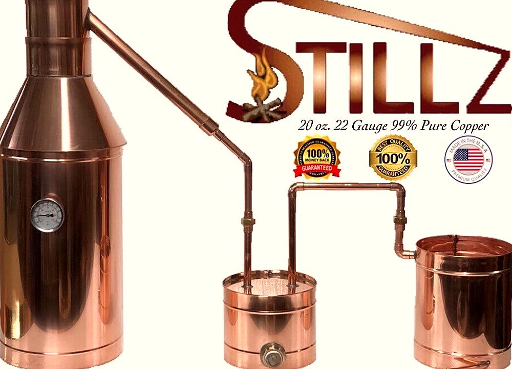 6 Gallon Copper Moonshine Still with Thumper and Worm, Heavy 20oz Copper